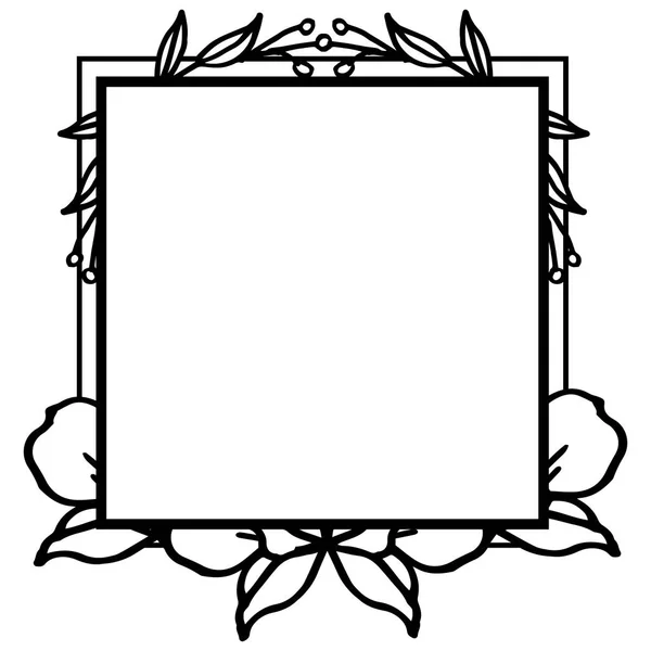 Frame virág és levelek, fekete-fehér vázlat. Vektor — Stock Vector