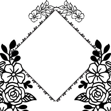 Siyah ve beyaz çiçek çerçeve, davetiyeler için güzel şablon, tebrik kartları. Vektör