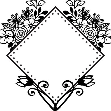 Süs çiçek çerçeve desen, çiçek sınır elemanı ve yaprak, beyaz bir zemin üzerinde izole. Vektör