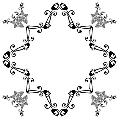 Süs çiçek çerçeve desen, çiçek sınır elemanı ve yaprak, beyaz bir zemin üzerinde izole. Vektör