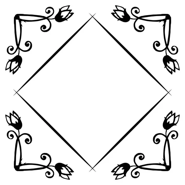 Ornament floral frame pattern, flower border element and leaf, isolated on a white backdrop. Vector — Stock Vector