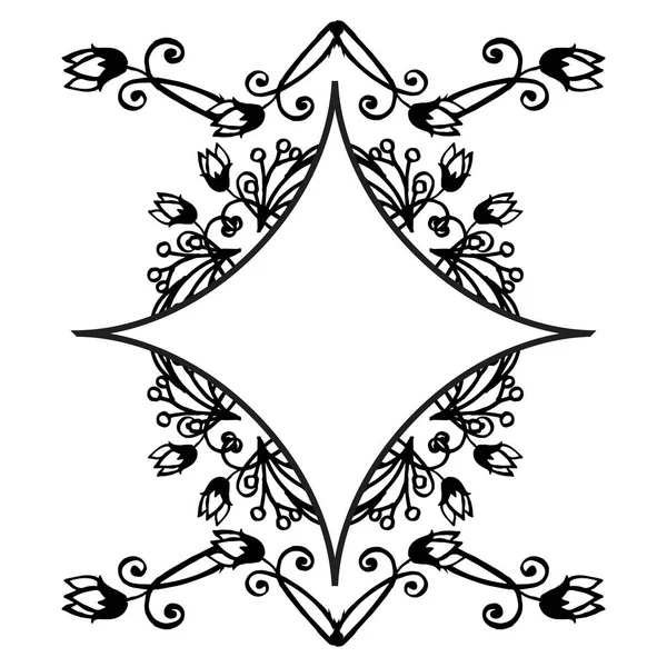 Ornamento patrón de marco floral, elemento borde de la flor y la hoja, aislado en un fondo blanco. Vector — Vector de stock