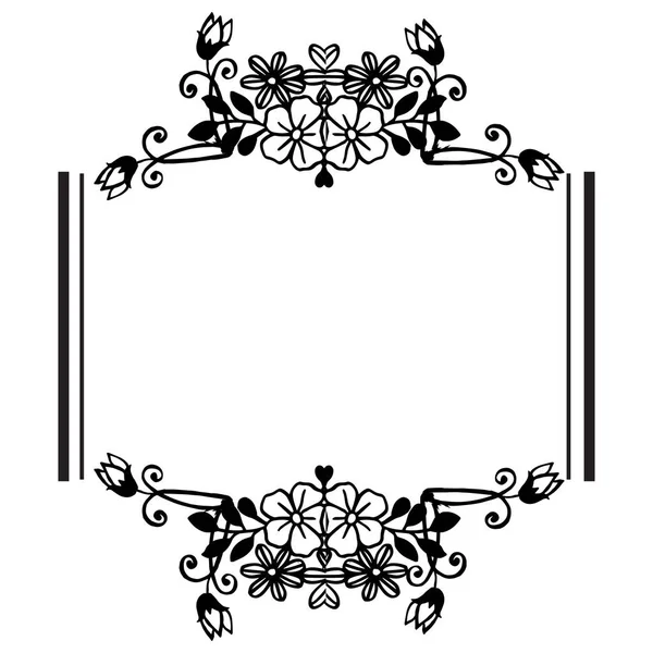 Tarjeta de felicitación decorativa, color de flor blanco y negro. Vector — Archivo Imágenes Vectoriales