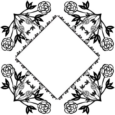 Sevimli çiçek ve yaprak, renk siyah ve beyaz, tebrik kartı ve davet kartı dekorasyon. Vektör