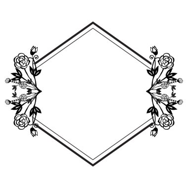 Sevimli çiçek ve yaprak, renk siyah ve beyaz, tebrik kartı ve davet kartı dekorasyon. Vektör