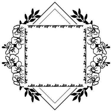 Çiçek süslemeleri ile siyah vintage kare zarif çerçeveler, kartların çeşitli. Vektör