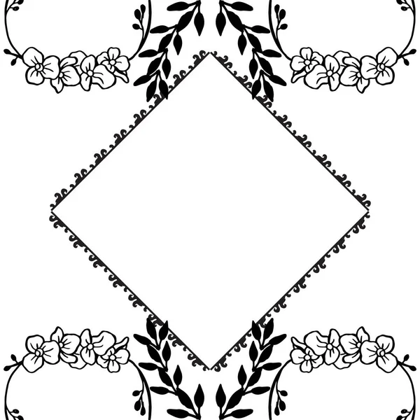 Fantasia unica cornice floreale, isolata su sfondo bianco, disegno del biglietto d'invito. Vettore — Vettoriale Stock