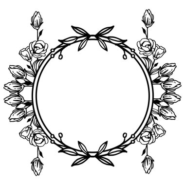 Siyah ve beyaz çiçek çerçevesi motif. Vektör