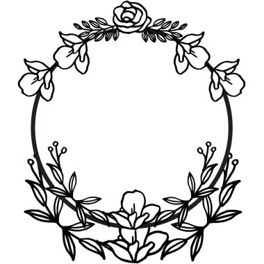 Tasarım şablonu çiçek çerçevesi, siyah ve beyaz. Vektör