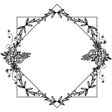Dekoratif çiçek çerçevesi silüeti ile kart şekli. Vektör
