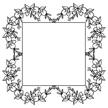 Yaprak çiçek çerçevesi desen sanatı ile çizgi kroki. Vektör