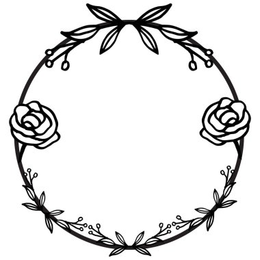 Beyaz arka planda çizim yaprakları ile motif çiçek çerçevesi. Vektör