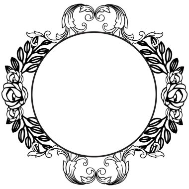 Desen Dekoratif yuvarlak çiçek çerçevesi gül. Vektör