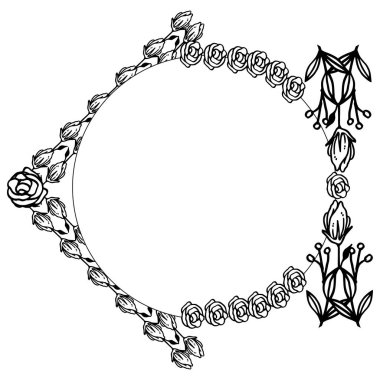 Zarif gül çelenk, dekoratif çizgi sanat çerçeveleri. Vektör