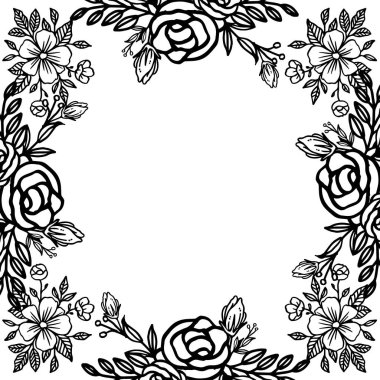 Süs çiçek çerçevesi, beyaz arka planda izole. Vektör