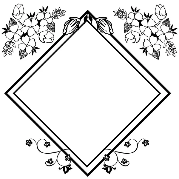 Floral Border frame sjabloon met witte achtergrond. Vector — Stockvector