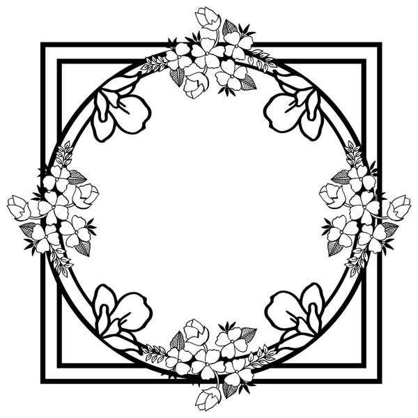 装饰卡与叶花卉框架剪影。向量 — 图库矢量图片
