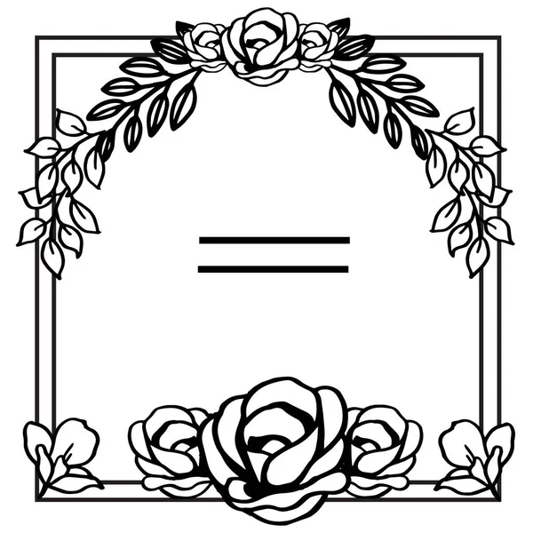 Black and white flower frame, template design. Vector — Stock Vector