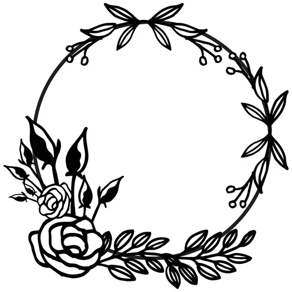 Motivo marco floral con hojas de dibujo sobre fondo blanco. Vector — Vector de stock