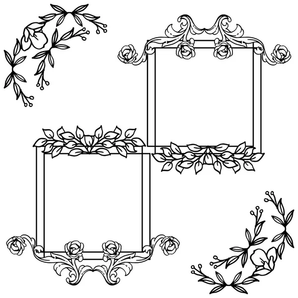 Ornement de cadre de couronne, noir et blanc. Vecteur — Image vectorielle