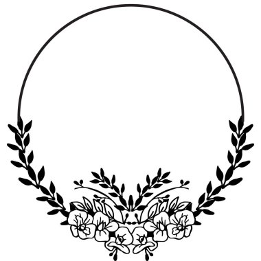 Şekil daire çerçevesi, çeşitli çiçek ve dalları yaprak ile, kartın tasarım duvar kağıdı için. Vektör