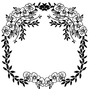 Kalabalık çiçekler ve yaprakları ile Vintage çerçeve, beyaz bir zemin üzerinde izole, tebrik kartı, davetiye için. Vektör