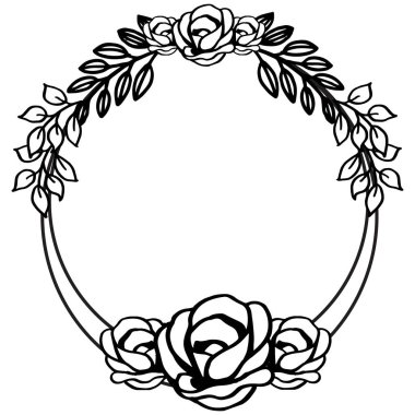 Desen Dekoratif yuvarlak çiçek çerçevesi gül. Vektör