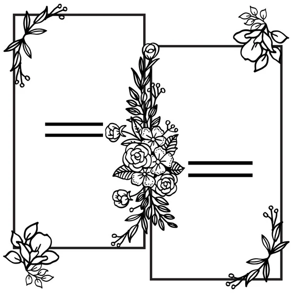 葉の花のフレームの美しさを持つ招待カードのデザイン。ベクトル — ストックベクタ