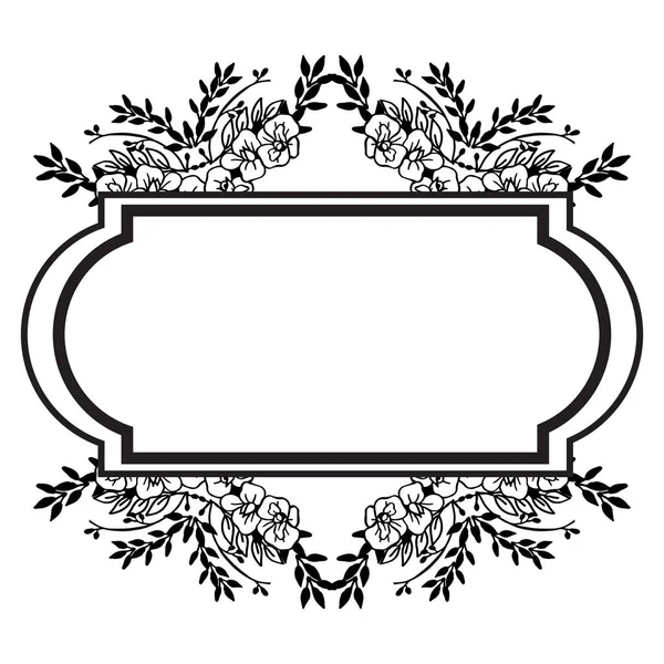 Blumenmuster Rahmen schwarz und weiß, isoliert auf weißem Hintergrund, zur Dekoration der Karte. Vektor — Stockvektor