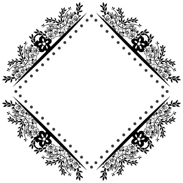Візерунок квіткова рамка чорно-біла, ізольована на білому тлі, для прикраси листівки. Векторні — стоковий вектор