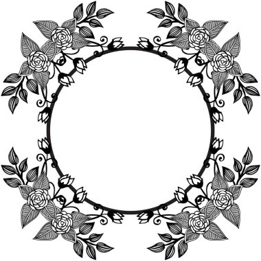 Sevimli ve zarif çiçek çerçevesi ile düğün kartları, tebrik kartları, dekorasyon için grafik tasarım. Vektör