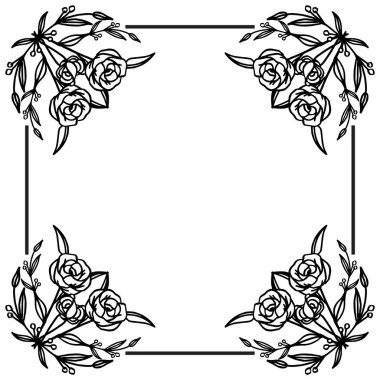 Çizim çelenk çerçevesi, davetiye tasarımı için, zarif süs. Vektör