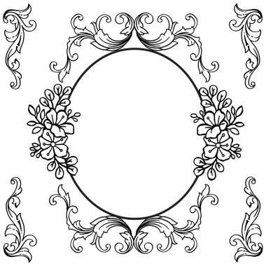 Retro tarzında siyah ve beyaz çiçek çerçevesi. Vektör