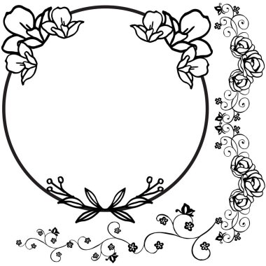 Çiçek siyah ve beyaz ile tebrik kartı çerçevesi. Vektör