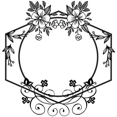 Dekorasyon ve tasarım için siyah ve beyaz sınır çerçevesi çiçek yaprakları. Vektör