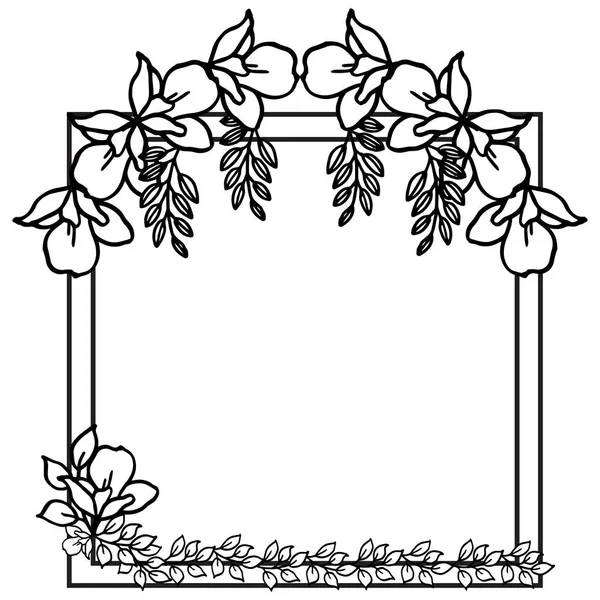 Svart och vitt Blom ram element. Vektor — Stock vektor