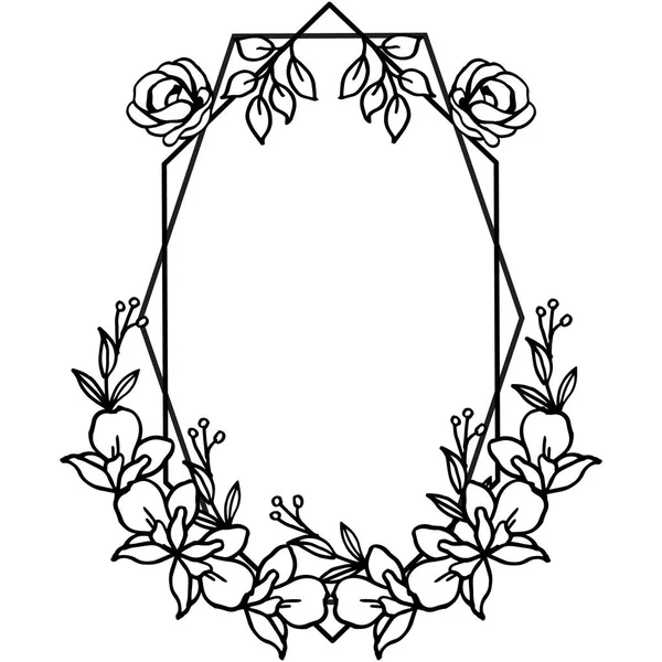 Marco floral blanco y negro, borde de fondo con lugar para texto. Vector — Vector de stock