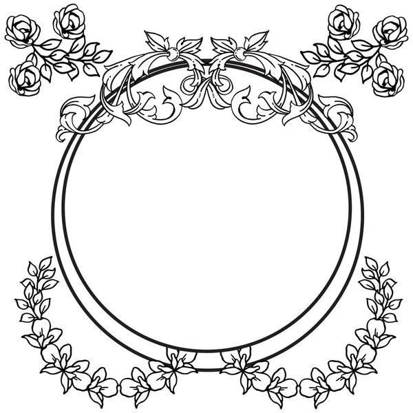 Cadre floral noir et blanc, bordure de fond avec place pour le texte. Vecteur — Image vectorielle