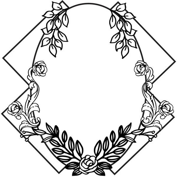 Décoration bordure motif art fleur cadre et feuilles. Vecteur — Image vectorielle