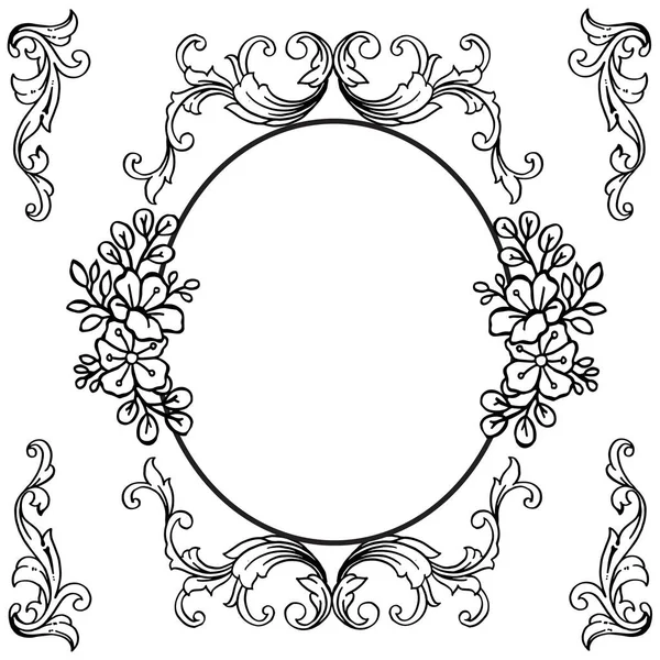Retro tarzında siyah ve beyaz çiçek çerçevesi. Vektör