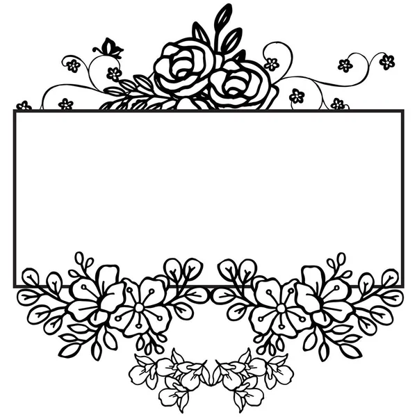 レトロなスタイルの黒と白の花枠。ベクトル — ストックベクタ