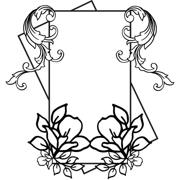 Belles feuilles et cadre de couronne, place pour le texte. Vecteur — Image vectorielle