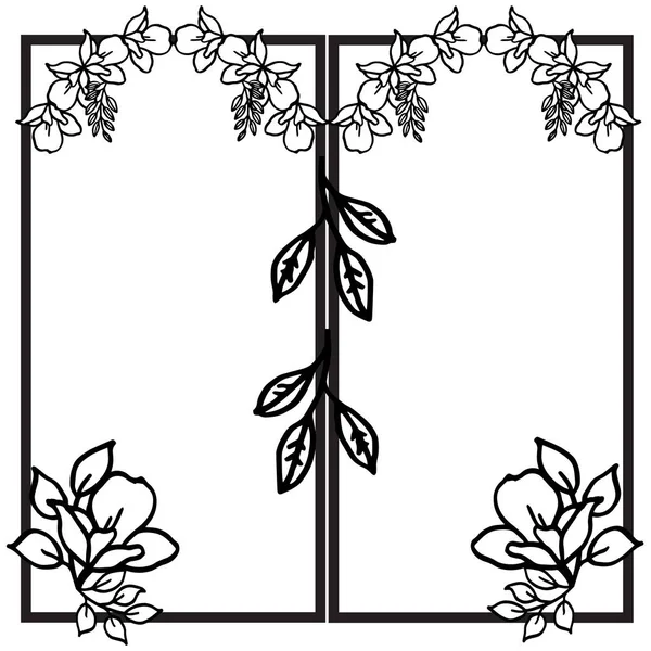 Siyah ve beyaz renkler çiçek çerçeve elemanı ile poster. Vektör — Stok Vektör