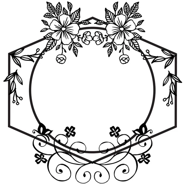 Marco de borde blanco y negro para decoración y diseño de hojas de flores. Vector — Vector de stock