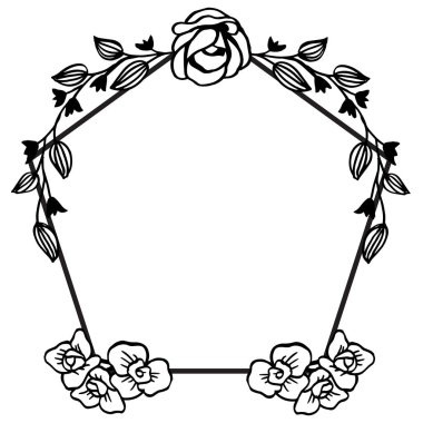 Beyaz arka planda yaprak çiçek çerçevesi motif için kart. Vektör