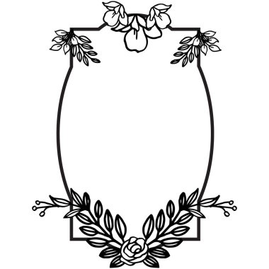 Beyaz arka planda yaprak çiçek çerçevesi motif için kart. Vektör