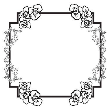 Güzel yaprak çiçek için dekoratif desen çerçevesi. Vektör