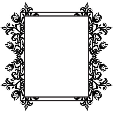 Şık çerçeve, süslü çiçek ve yaprak, tasarım kartları zarif için. Vektör