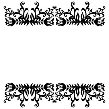 Siyah ve beyaz çiçek desen tasarım, dekorasyon tebrik kartı. Vektör