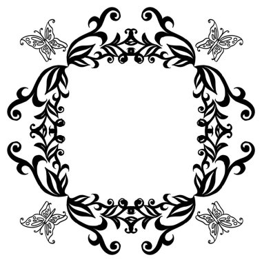 Şablon çiçekler çerçeve, kart için tasarım, stil Vintage. Vektör